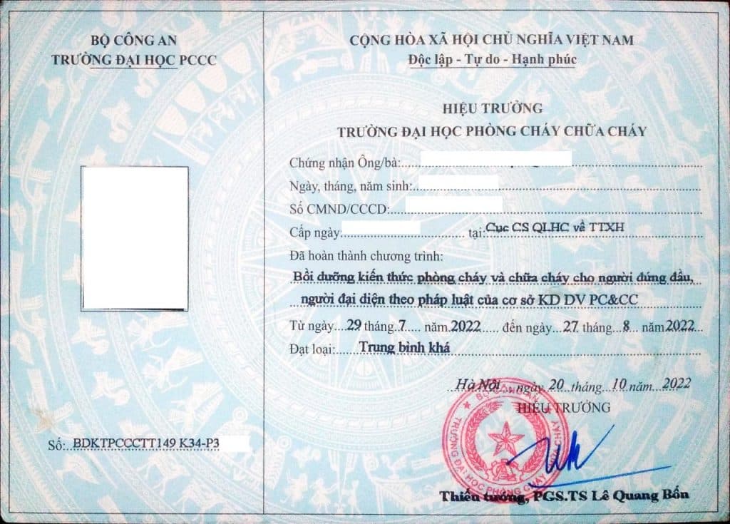 Thông tin về các loại chứng chỉ phòng cháy chữa cháy hiện nay 7 chứng chỉ bồi dưỡng kiến thức về PCCC