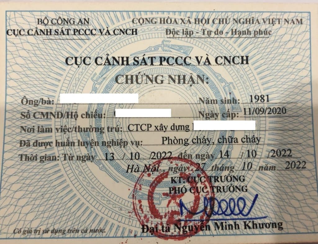 Thủ Tục Cấp Giấy Chứng Nhận Huấn Luyện Pcccc Uy Tín