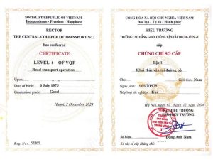 chứng chỉ sơ cấp vận tải